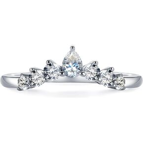 Moissanite Tiara Wedding Band for Women, D Color VVS1 Clarity Lab Created Diamond Eternity Ring 14K White Yellow Gold Filled Pear Round Graduated Moissanite Curved Band for Women Jewelry Gifts
