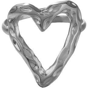 Irregular Hammered Hollow Heart Rings Gold Stainless Steel Statement Rings Adjustable Rings Eternity Ring Jewelry for Women