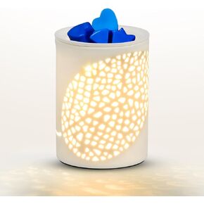 Porcelain Essential Oil Burner Curve Graphic Design Aromatherapy, Electric Candle Scented Wax Cubes Melt Warmer, Flameless