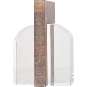 Deco 79 Crystal Geometric Bookends Arched, Set of 2 2" W, 6" H, Clear