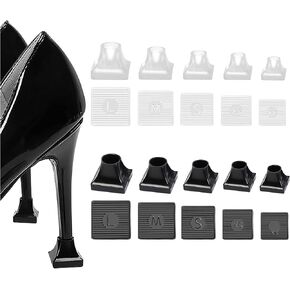 10 Pairs High Heel Protectors 5 Sizes Heel Repair Caps Covers & Heel Stoppers Heel Cover Replacement Tip Caps for Outdoor Weddings/Stop Sinking at Grass/Gravel/Bricks and Cracks