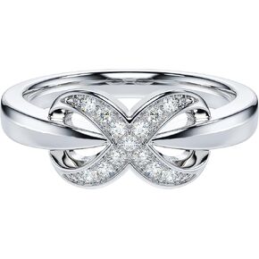 THELANDA Genuine Moissanite or Simulated Diamond Tapered Shank X Shape Infinity Promise Engagement Ring For Women