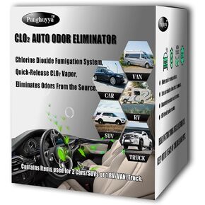 Car Deodorizer Odor Eliminator, Chlorine Dioxide Car Odor Removal, Fast-Release Clo2 Vapor Odor Eliminator for Car, SUV, RV, Truck, VAN, ECO-Friendly and Without Residue.