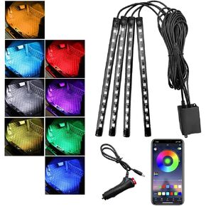 Car Led Interior Lights, RGB 72 LED Multi Color Auto Strip Light with Remote Control, Music Sync Color Change Light Under Dash Smart Lighting Kit, Interior Car Accessories (USB)