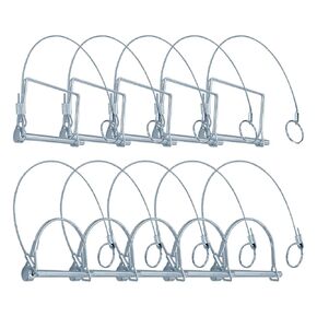 10 Pack Trailer Coupler Pin 1/4 Inch Diameter x 2-3/4-Inch Safety Coupler Pins with Extended Cord and Quick Release Ring, Wire Shaft Locking Pin for Farm Trailers Wagons Towing