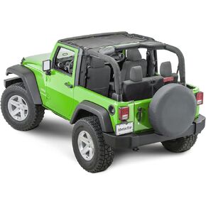 MasterTop Freedom Mesh Bimini Top, Black| Fits 2007-2018 Jeep JK Wrangler 2 Door Models| No Need to Remove top When Putting Hard top Back on|14201301