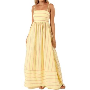 Women Striped Maxi Dress Sleeveless Backless Cutout Smocked Sundress Spaghetti Straps Boho Flowy Dresses