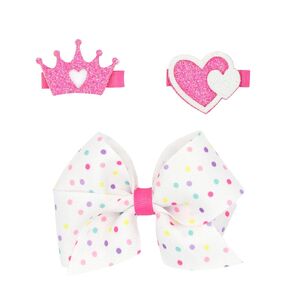 Small Polka Print Dot Bow with 2 Novelty Glitter Stackers