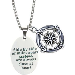 O.RIYA Big Sis Lil Sis Necklaces Set for 2, Silver Sister Bff Forever, Stainless Steel Pinky Promise Sister Best Friend Necklace Set