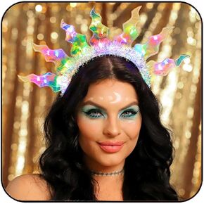 JAKAWIN Ligh Up Flame Headband LED Fire Hair Band Glowing Costume Headbands Rave Hair Accessories for Women