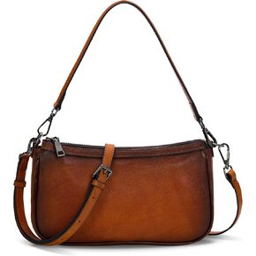 Iswee Small Shoulder Bag Leather Crossbody Purses for Women Retro Designer Handbags with Zipper Closure