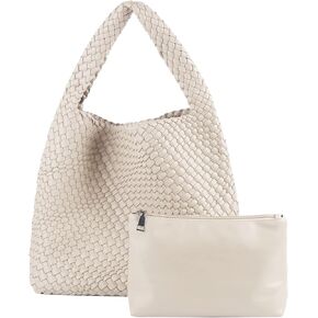 Women Casual Vegan Leather Tote Bag,Large Handmade Handbag,Fashion Summer Beach Hobo Shoulder Underarm Bag with Purse