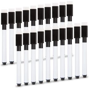 20Pcs Black Magnetic Dry Erase Markers, Small Dry erase Markers Fine Point Tip WhiteBoard Markers for Kids Teachers Office School Supplies