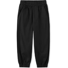 Spring&Gege Boys Jogger Pants Cotton Twill Drawstring Elastic Waist Jogging School Pants