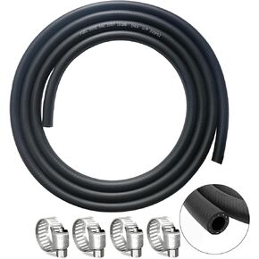1/4" ID Fuel Line Hose SAE 30R7 10FT 300PSI NBR Fuel Line Hose Push on Hose for Small Engine (with 4 Clamps)