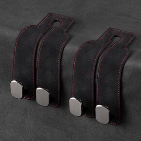 Car Seat Hooks for Headrest Purses and Bags Car Organization Accessories Double Flexible Leather Hooks Back Seat Hanger 2 in 1 Car Organizer and Storage Car Must Haves (Black- 2 Packs