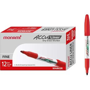 MONAMI Dry Erase Whiteboard Markers, Assorted 4 Colors Accu Liner Dry Erase Marker, Whiteboard Dry Erase Pen, Fine Tip (1.5mm), Low-Odor Whiteboard Markers, Office, Back to School Precision Markers