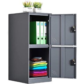 MECOLOR Vertical Single Tier Small Locker with Padlock latche 2 or 3 Compartment Storage for Employee,Home,Office,School,Kids (Dark Grey, P3V)
