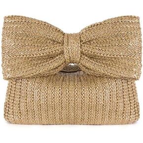 Straw Bowknot Clutch Handbag Woven Clutch Purse for Summer Beach Vacation Clutch Bags