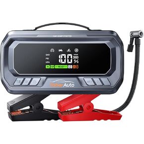 Portable Car Jump Starter with Air Compressor 160PSI, 6000A 65W Charging Car Battery Jump Starter Battery Pack (All Gas/12L Diesel) Jump Box Car Battery Jumper Starter Portable, 600lm Lights