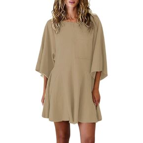 Esmeling Womens Loose Romper Dress Casual 3/4 Sleeve Jumpsuits Onesie Shorts Rompers with Pocket
