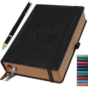 Journal for Men & Women, Daily for Classic Lined Writing, 360 Pages Hardcover Journaling Notebook with Pen, Vintage Sun & Moon Design, Seagreen, A5 (5.9'' x 8.5'')