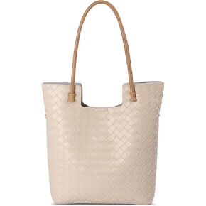 Woven Tote Bag for Women, Soft Genuine Leather Fashion Hobo Handbag