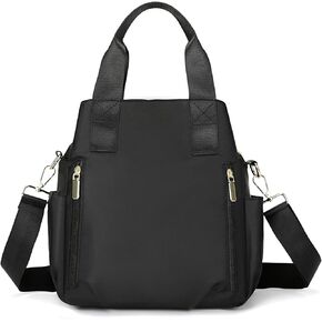 DOURR Lightweight 3 Compartments Crossbody Bag for Women Triple Zip Top Handle Satchel Multi-pocket Nylon Travel Bag