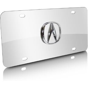 Au-TOMOTIVE GOLD Acura Chrome Logo on Chrome License Plate - No Fill