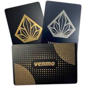 Metal NFC Cards for Digital Business Cards - Ntag215 - with NFC Sticker - Use with Laser to Customize - Gold Color and Silver Color (2 Cards, Gold Color)