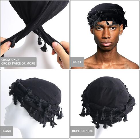 3PCS Turban for Men- Satin-Lined Durag Head Wrap for Fashion & Comfort - Multipurpose Head Scarf for Men and Women in Kuwait