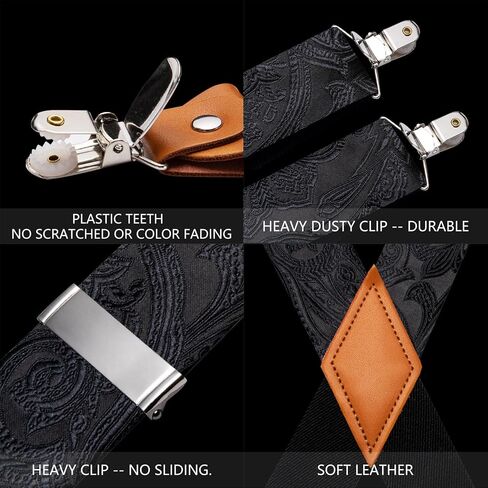 Barry.Wang Paisley Men Suspenders Set X Type Necktie Armband Tie Clip Formal Gatsby Costume Wedding Party Prom in Saudi Arabia