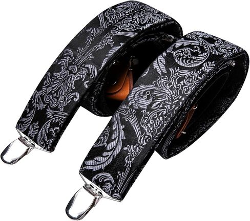 Barry.Wang Paisley Men Suspenders Set X Type Necktie Armband Tie Clip Formal Gatsby Costume Wedding Party Prom in Saudi Arabia
