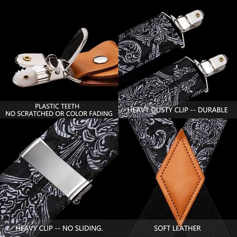 Barry.Wang Paisley Men Suspenders Set X Type Necktie Armband Tie Clip Formal Gatsby Costume Wedding Party Prom in Saudi Arabia