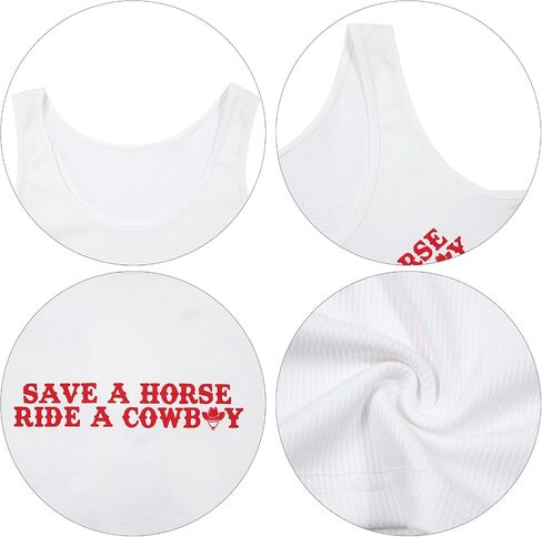 Women Cowboy Crop Tank Top: Cowgirl Tank Country Concert Tops Rodeo Country Music Shirts Vintage Western Crop Top in Saudi Arabia