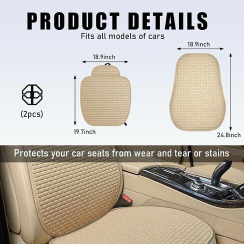 2PCS Car Seat Bottom Cover Pad, Breathable Auto Front Seat Button Cushion Mat with Pocket, Soft Comfortable Vehicle Seat Protector Pad, Universal Truck SUV Car Accessories (Gray) in Kuwait