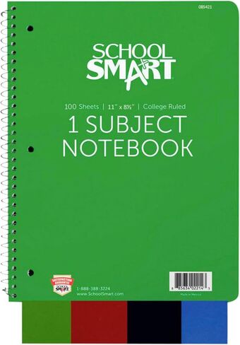 دفتر ملاحظات مدرسي ذكي حلزوني غير مثقوب بموضوع واحد، 100 ورقة، 11 × 8-1/2 بوصة in Saudi Arabia