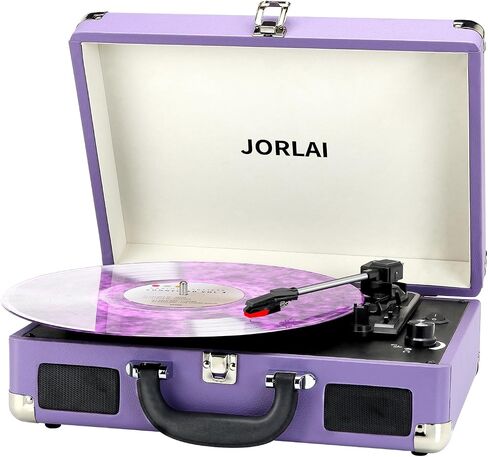 Portable Record Player with Bluetooth 3 Speed Turntable Built in Rechargeable Battery Vintage Suitcase Design with RCA Line Out and Aux in in Saudi Arabia