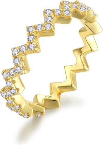 STARCHENIE Stackable Ring for Women 925 Sterling Silver Wave Eternity Band Rings for Women Size 5-10 in Kuwait