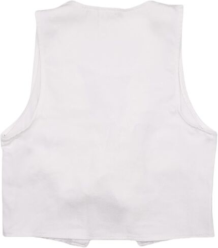Women Tie Front Tops Y2k Vintage Denim Vest Vintage V Neck Solid Washed Jean Tank Crop Tops in Kuwait