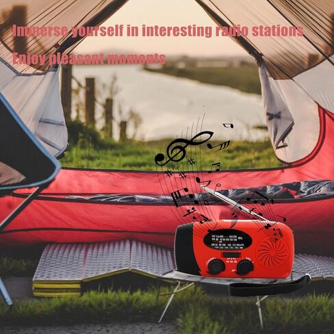 Upgraded Emergency Solar Hand Crank Radio with LED Flashlight, Portable Am Fm NOAA Weather Radio, 2000mAh Solar Power Bank Cell Phone Charger for Home and Outdoor（Black） in Kuwait