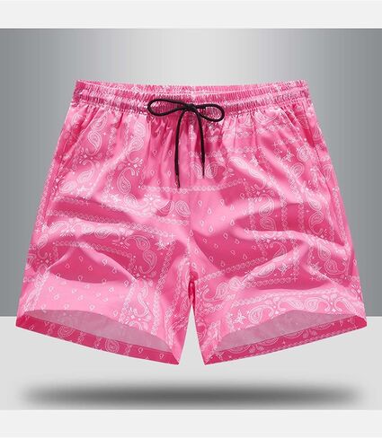 Men's Casual Summer Shorts Boho Print Drawstring Elastic Waist Beach Shorts with Pocket in Saudi Arabia