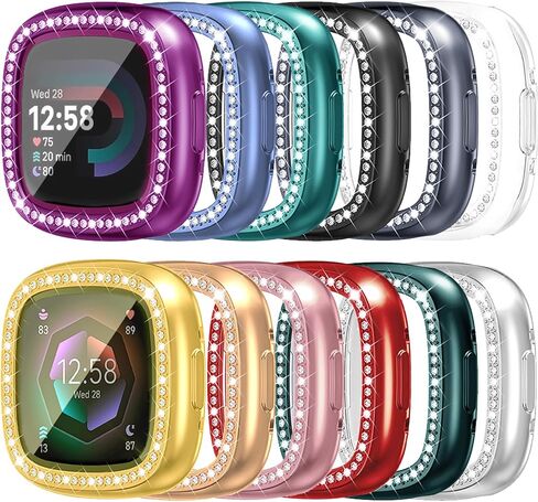 [8 عبوات] RICHONE متوافق مع Fitbit Versa 4 & Sense 2 (2022) حافظة حماية للشاشة، غطاء Bling Diamonds ناعم من مادة TPU ممتص للصدمات ملحقات الساعة الذكية (8 ألوان، Versa 4 & Sense 2) in Kuwait