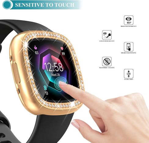 [8 عبوات] RICHONE متوافق مع Fitbit Versa 4 & Sense 2 (2022) حافظة حماية للشاشة، غطاء Bling Diamonds ناعم من مادة TPU ممتص للصدمات ملحقات الساعة الذكية (8 ألوان، Versa 4 & Sense 2) in Kuwait