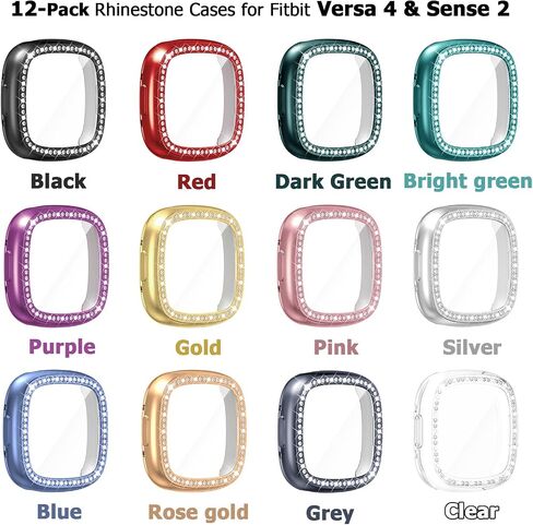 [8 عبوات] RICHONE متوافق مع Fitbit Versa 4 & Sense 2 (2022) حافظة حماية للشاشة، غطاء Bling Diamonds ناعم من مادة TPU ممتص للصدمات ملحقات الساعة الذكية (8 ألوان، Versa 4 & Sense 2) in Kuwait