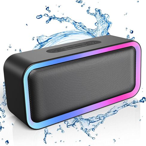 مكبر صوت بلوتوث كونودي، مكبر صوت لاسلكي محمول بتقنية البلوتوث 5.0 مع صوت ستيريو 10 وات، مكبرات صوت للحفلات مع إضاءة RGB المحيطة، وقت تشغيل لمدة 18 ساعة، مكبرات صوت مقاومة للماء IPX5 للاستخدام في الهواء الطلق، والسفر (أسود) in Kuwait