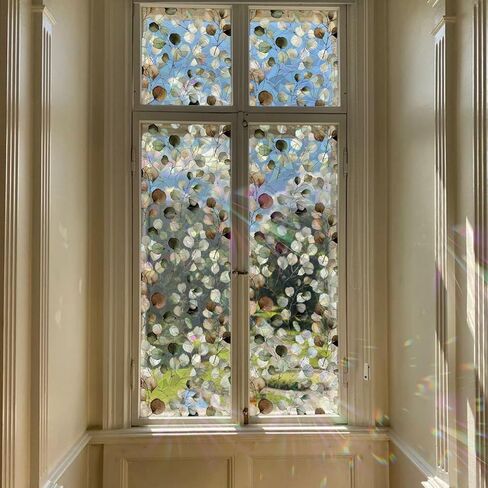 QUCHENG Suncatcher ساكنة نافذة الفيلم الزجاج تتشبث الألوان المائية يترك الخصوصية صائق غرفة المعيشة الشمس حجب ديكور ملون ملصقات كبيرة DIY الزينة in Kuwait