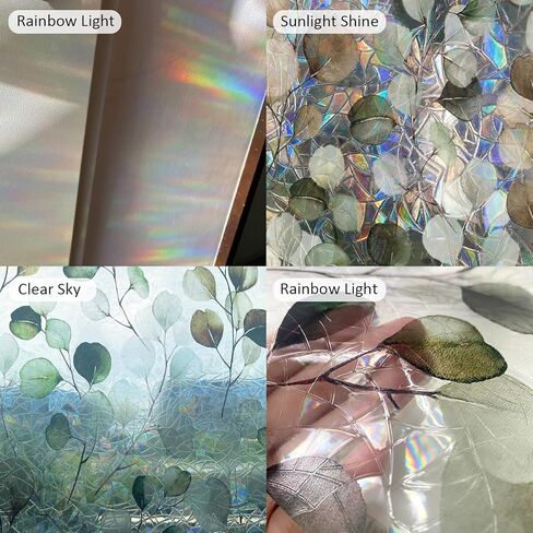 QUCHENG Suncatcher ساكنة نافذة الفيلم الزجاج تتشبث الألوان المائية يترك الخصوصية صائق غرفة المعيشة الشمس حجب ديكور ملون ملصقات كبيرة DIY الزينة in Kuwait