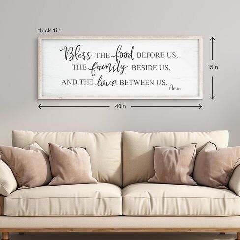 Bless The Food Before Us Home Decor Wall Sign For Family Kitchen Farmhouse Dining Room Vintage Rustic Retro Boho Wood House Wall Art Decoration For Living Room Bedroom 40 x 15 Inch white in Saudi Arabia