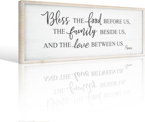 Bless The Food Before Us Home Decor Wall Sign For Family Kitchen Farmhouse Dining Room Vintage Rustic Retro Boho Wood House Wall Art Decoration For Living Room Bedroom 40 x 15 Inch white in Saudi Arabia